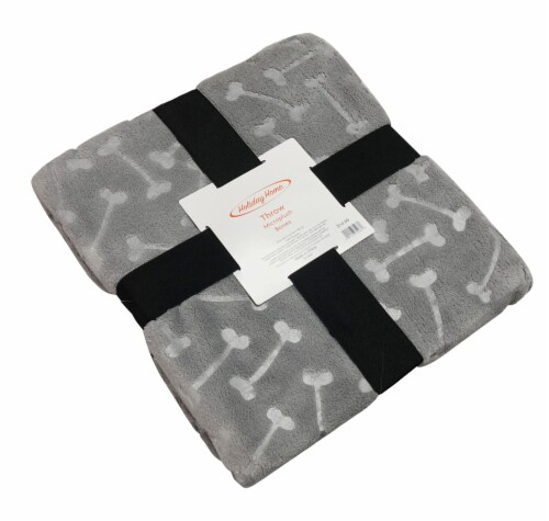 Holiday Home® Embossed Bones Microplush Throw - Alloy Perspective: front