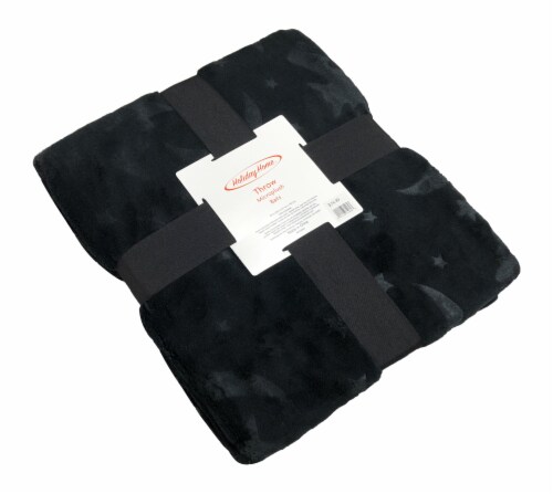 Holiday Home® Embossed Bats Microplush Throw - Jet Black Perspective: front
