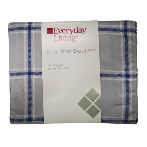 Everyday Living® Microfiber Sheet Set - Gray/Blue Perspective: front