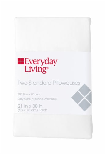 Everyday Living® 200 Thread Count Cotton/Polyester Pillow Case - 2 Piece - Brite White Perspective: front