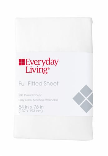 Everyday Living® 200 Thread Count Cotton/Polyester Fitted Sheet - Brite White Perspective: front