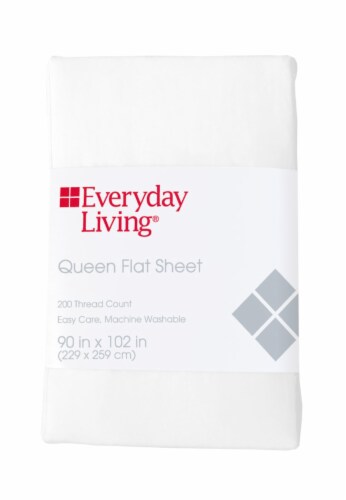 Everyday Living® 200 Thread Count Cotton/Polyester Flat Sheet - Brite White Perspective: front