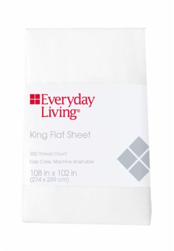 Everyday Living® 200 Thread Count Cotton/Polyester Flat Sheet - Brite White Perspective: front