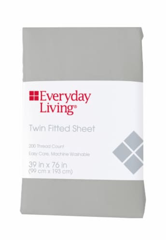 Everyday Living® 200 Thread Count Cotton/Polyester Fitted Sheet - Quiet Gray Perspective: front