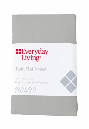 Everyday Living® 200 Thread Count Cotton/Polyester Flat Sheet - Quiet Gray Perspective: front
