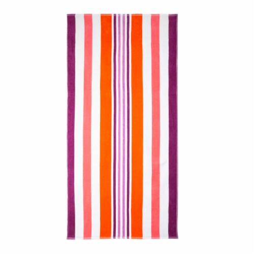 HD Designs Outdoors Cabana Striped Beach Towel - Holly Hock Perspective: front