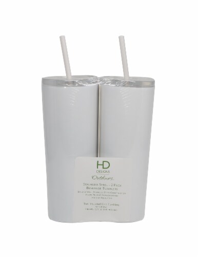 HD Designs Outdoors® Stainless Steel Matte Beverage Tumblers - Bright White - 2 Pack Perspective: front