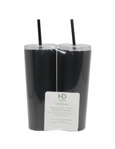 HD Designs Outdoors® Stainless Steel Matte Beverage Tumblers - Jet Black - 2 Pack Perspective: front