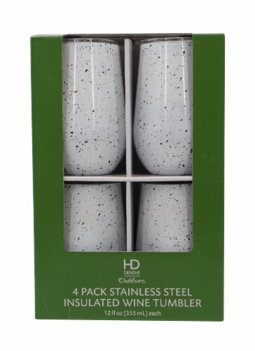 HD Designs Outdoors® Thermal Wine Tumblers - 4 Pack - White Speck Perspective: front