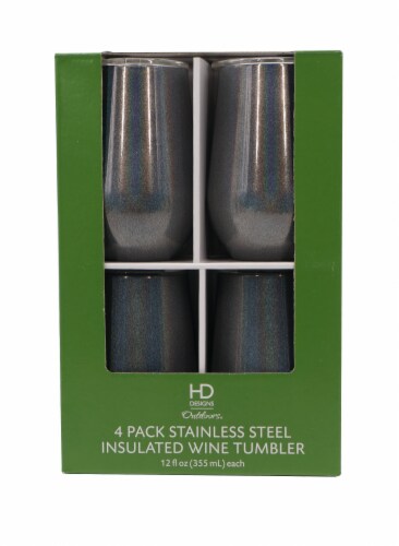 HD Designs Outdoors Thermal Wine Tumblers - 4 Pack - Iridescent Black Perspective: front