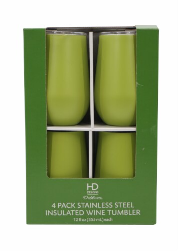 HD Designs Outdoors Thermal Wine Tumblers - 4 Pack - Matte Dark Citron Perspective: front