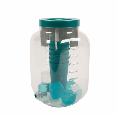 HD Designs Outdoors Acrylic Beverage Dispenser with Cups & Ice Cubes Perspective: front