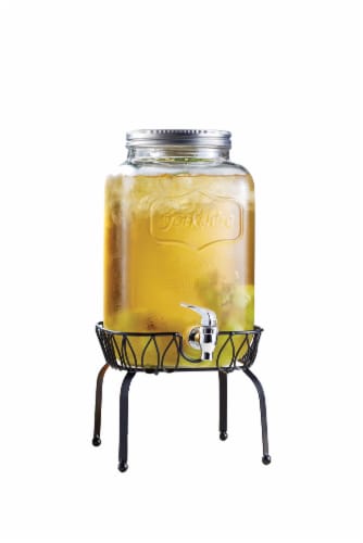HD Designs Outdoors Yorkshire Glass Beverage Dispenser with Stand - Clear / Black Perspective: front