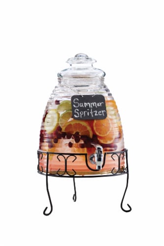 HD Designs Outdoors Beehive Beverage Dispenser with Stand - Clear / Black Perspective: front
