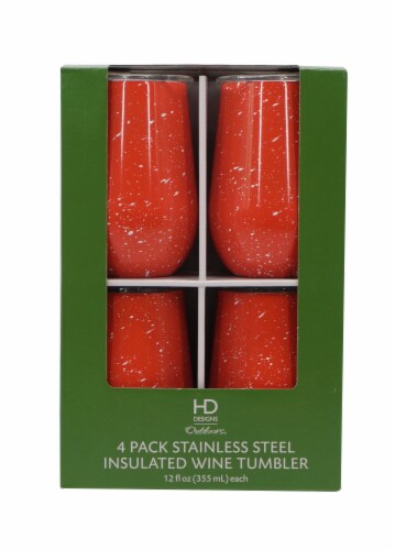 HD Designs Outdoors® Thermal Wine Tumblers - 4 Pack - Nasturtium Speck Perspective: front
