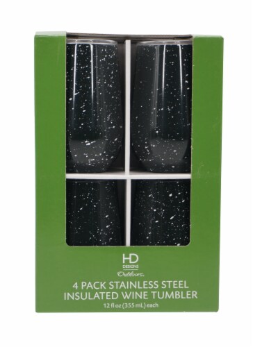 HD Designs Outdoors® Thermal Wine Tumblers - All Black Speck Perspective: front