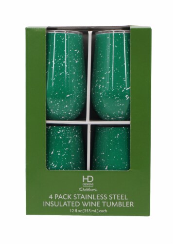 HD Designs Outdoors® Stainless Steel Insulated Wine Tumbler - 4 Pack - Parakeet Speck Perspective: front