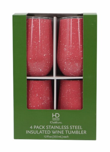 HD Designs Outdoors Stainless Steel Insulated Wine Tumbler - 4 Pack - Pink Lemonade Speck Perspective: front