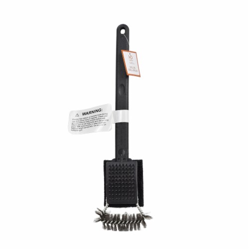 HD Designs Grill Deluxe Triple Action Grill Brush - Black Perspective: front