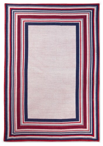 HD Designs Outdoord Indoor/Outdoor Border Rug - Red/Blue Perspective: front