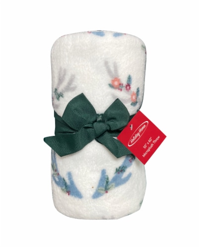 Holiday Home Rolled Throw with Antlers Perspective: front
