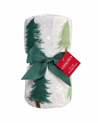 Holiday Home® Christmas Trees Rolled Throw Perspective: front