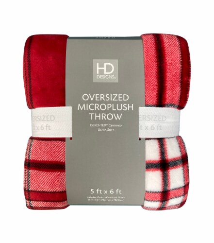 HD Designs® Transitions Plaid Oversized Throw - Red Perspective: front