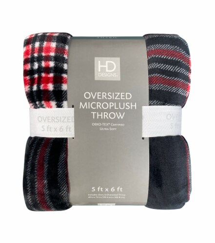 HD Designs® Gather Plaid Oversized Throw - Black Perspective: front