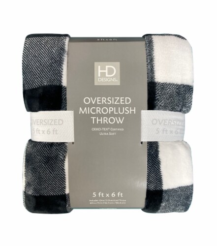 HD Designs® Buffalo Ridge Plaid Oversized Throw - Black Perspective: front