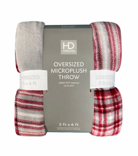 HD Designs® Gather Plaid Oversized Throw - Gray Perspective: front