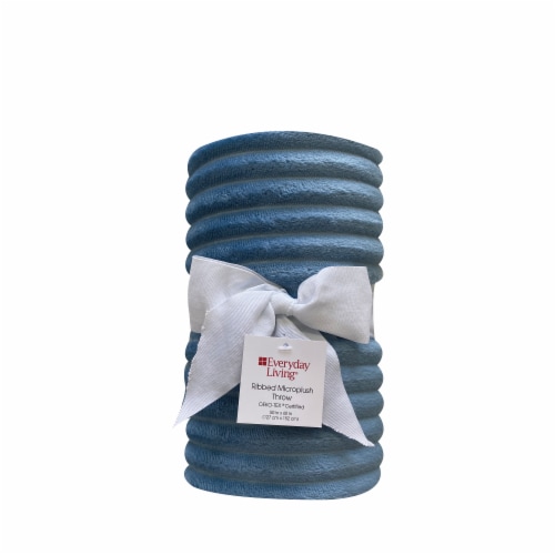 Everyday Living® Ribbed Microplush 50x60 Throw - Blue Perspective: front
