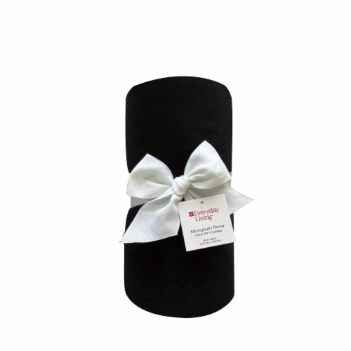Everyday Living® Microplush Throw - Black Perspective: front
