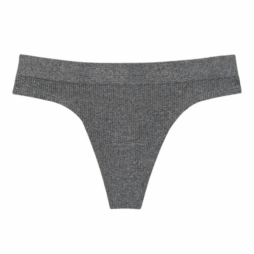 Dip Seamless Ribbed Heather Gray Thong Perspective: front