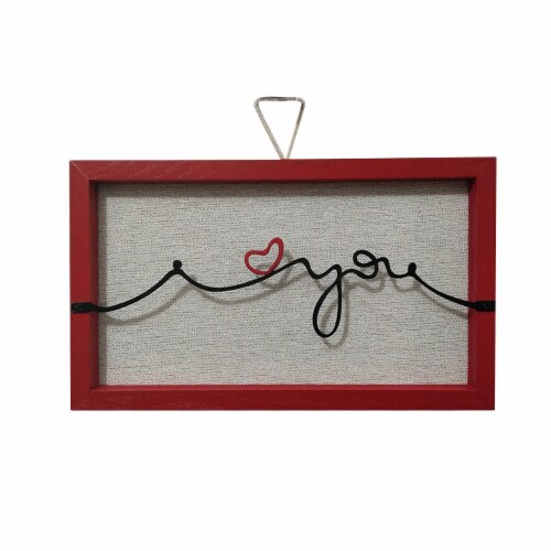Holiday Home I Love You Wall Sign - Ivory/Red Perspective: front