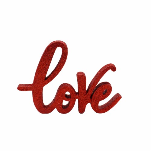 Holiday Home Glitter Love Sign - Red Perspective: front