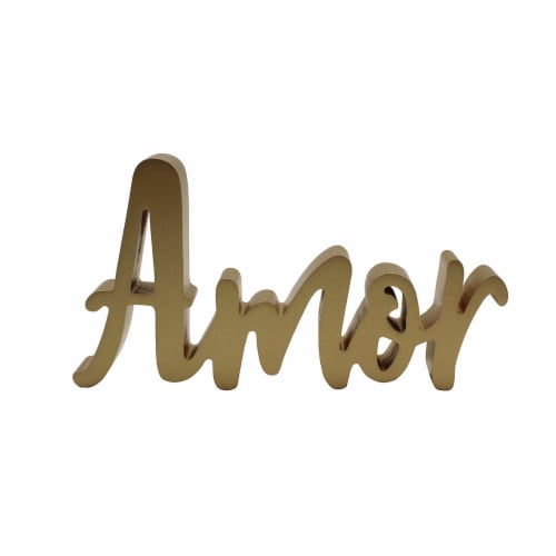 Holiday Home Amor Sign - Gold Perspective: front