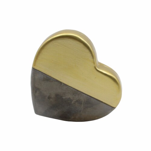 Holiday Home Cement Heart - Gray/Gold Perspective: front