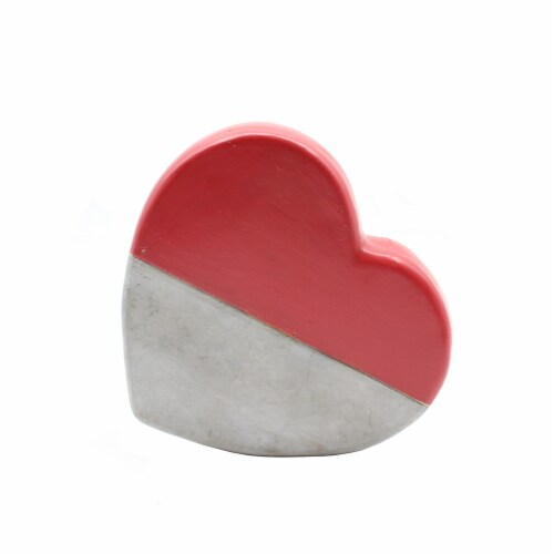 Holiday Home Cement Heart - Gray/Red Perspective: front