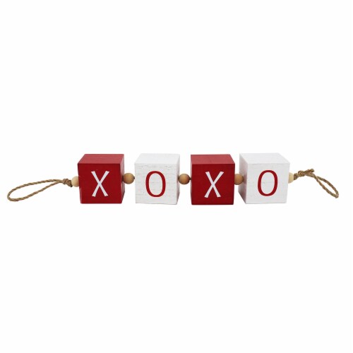 Holiday Home XOXO Bead Block Sign Perspective: front