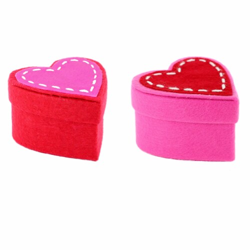 Holiday Home Felt Heart Trinket Box - Assorted Perspective: front