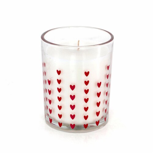Holiday Home Hearts Glass Candle - Clear Perspective: front