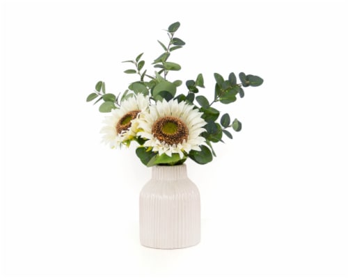 HD Designs Artificial Sunflower and Eucalyptus Vase Perspective: front
