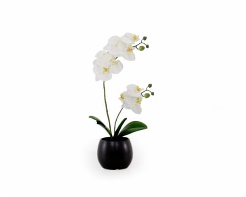 HD Designs Artificial Orchid with Ceramic Vase - Black Perspective: front
