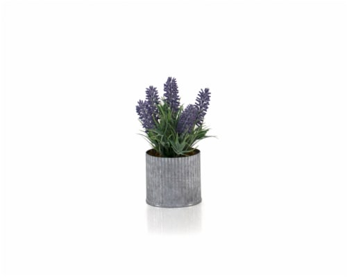 HD Designs Mini Artificial Lavender in Galvanized Pot Perspective: front