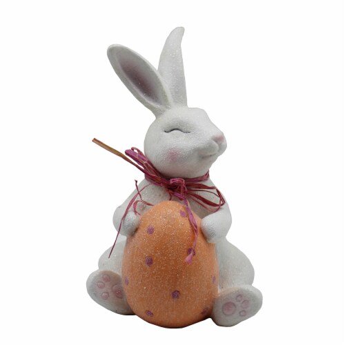 Holiday Home Glitter Bunny with Egg - White Perspective: front