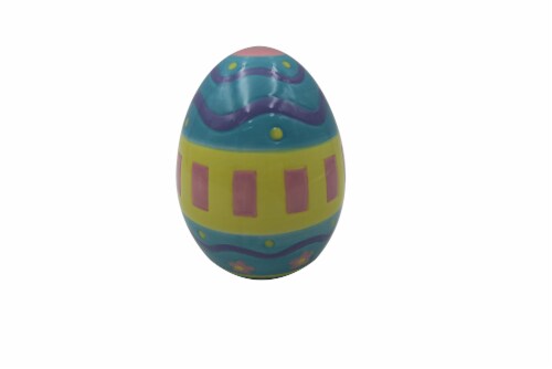 Holiday Home Ceramic Egg with Pattern Decor - Blue/Yellow Perspective: front
