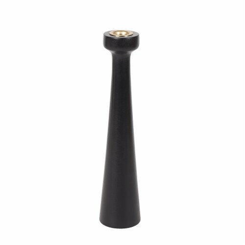 HD Designs Large Wooden Taper Candle Holder - Black Perspective: front
