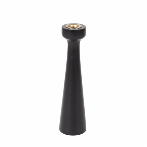 HD Designs Medium Wooden Taper Candle Holder - Black Perspective: front