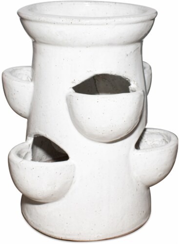 The Joy of Gardening White Column Pocket Jar Perspective: front