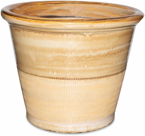 The Joy of Dardening Engraved Planter - Cream Perspective: front
